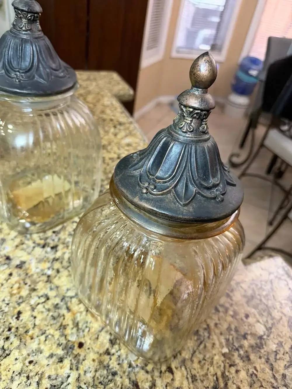 Display Jar With Cross Finial Lid Set of 3